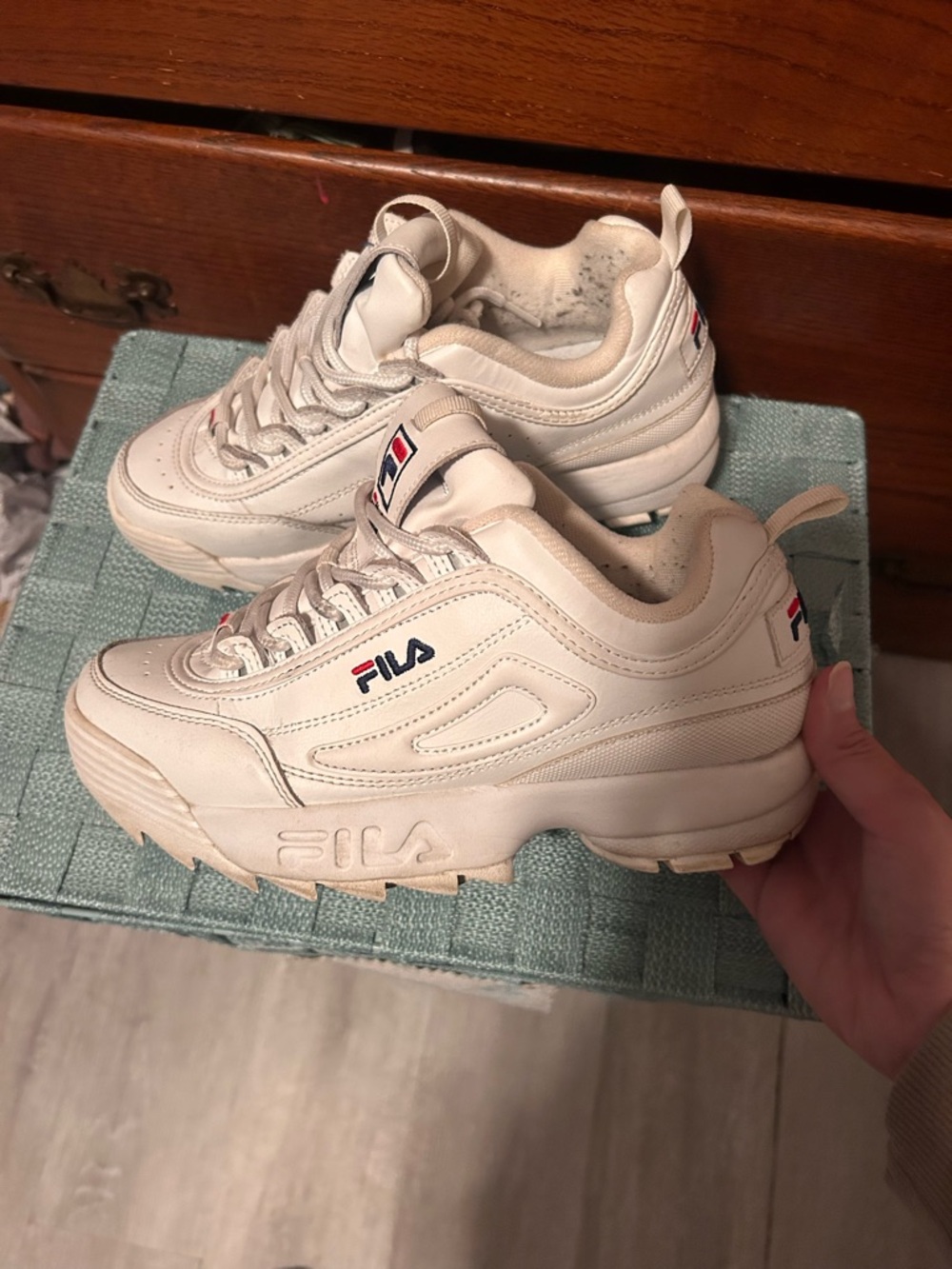 FILA Women's Chunky Cream Platform Sneakers with Logo